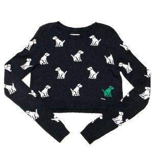 Abercrombie & Fitch Cropped Green Dog Sweater